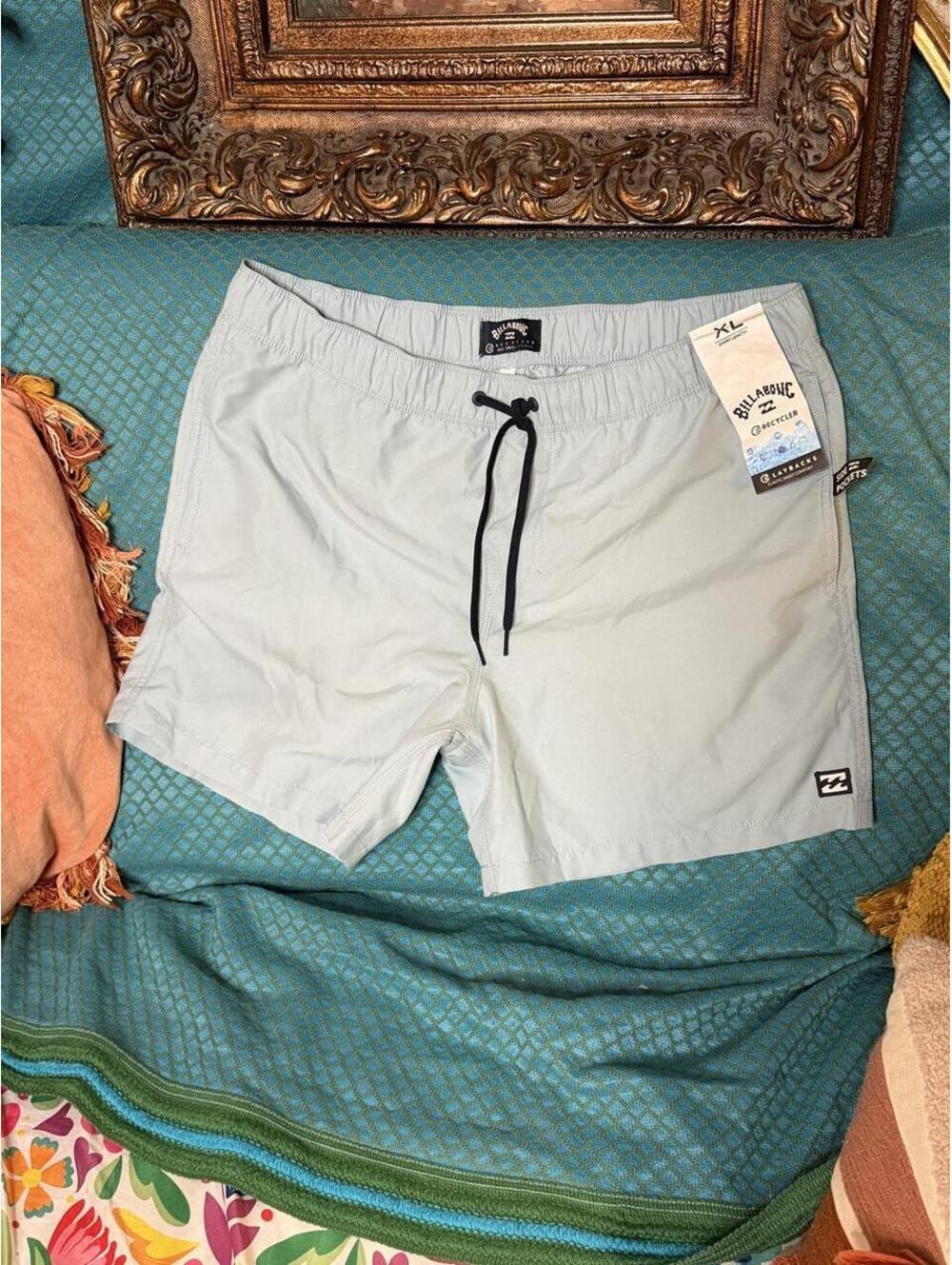 Billabong Men's Grey and Blue Swim-briefs-short